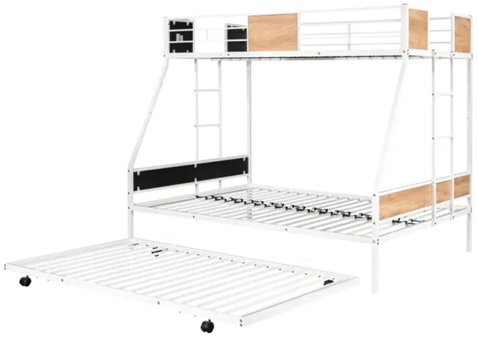 Sturdy Metal Bunk Bed with Trundle & Safety Features