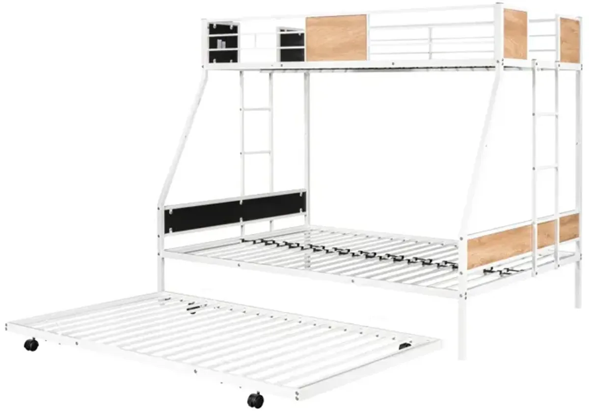 Sturdy Metal Bunk Bed with Trundle & Safety Features