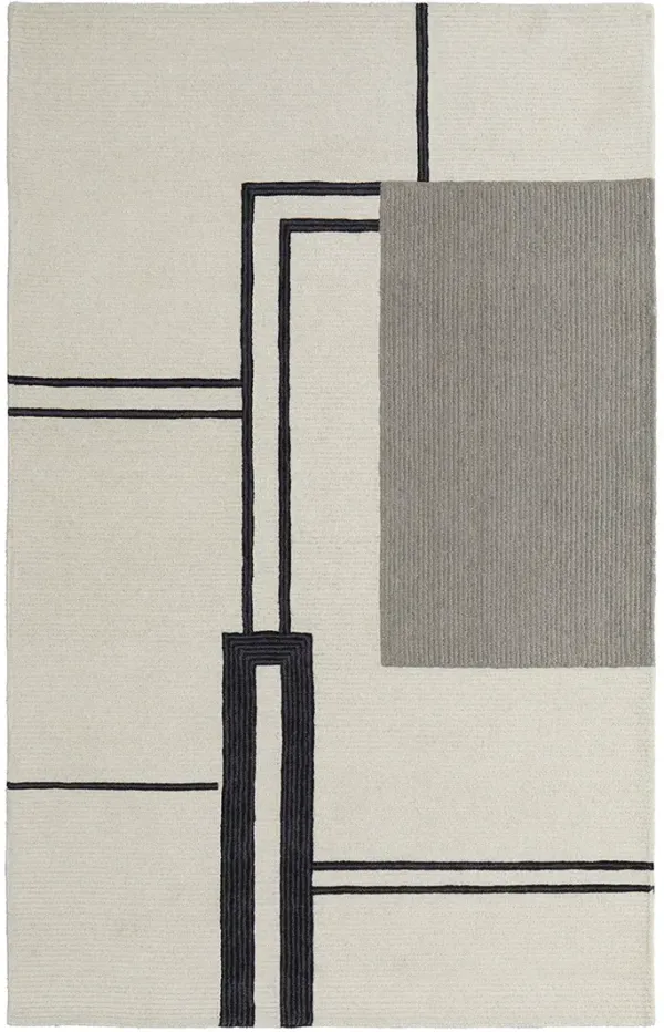 Maguire 8899F Ivory/Gray/Black 5' x 8' Rug