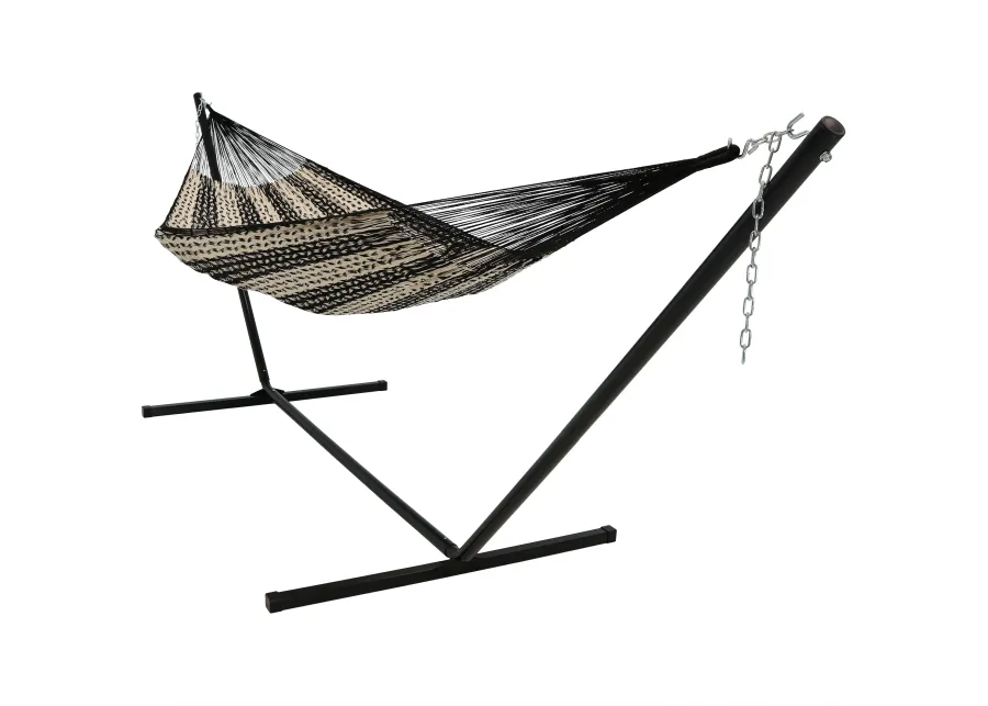 Sunnydaze 2-Person Cotton/Nylon Hammock with Steel Stand