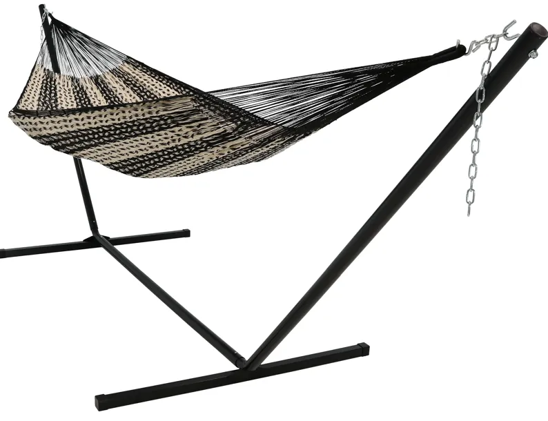 Sunnydaze 2-Person Cotton/Nylon Hammock with Steel Stand