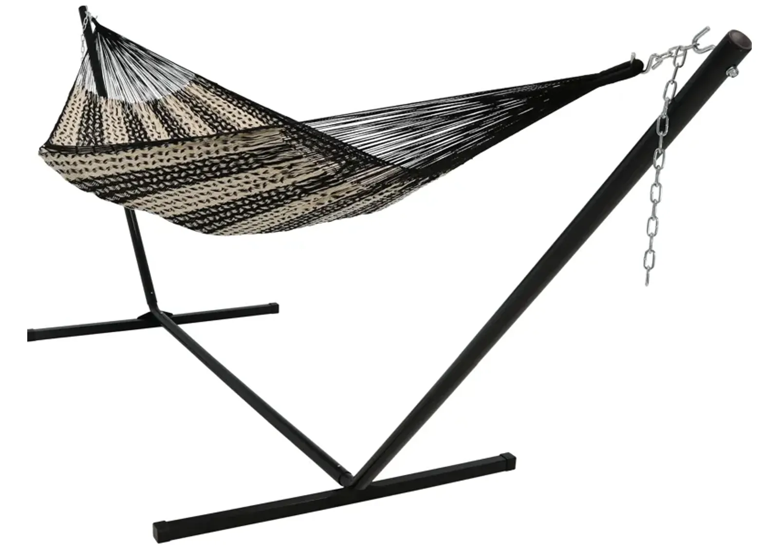 Sunnydaze 2-Person Cotton/Nylon Hammock with Steel Stand