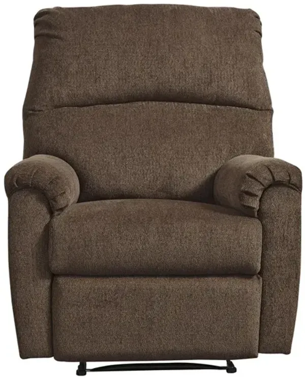 Fabric Upholstered Zero Wall Recliner with Pillow Top Armrests, Brown-Benzara