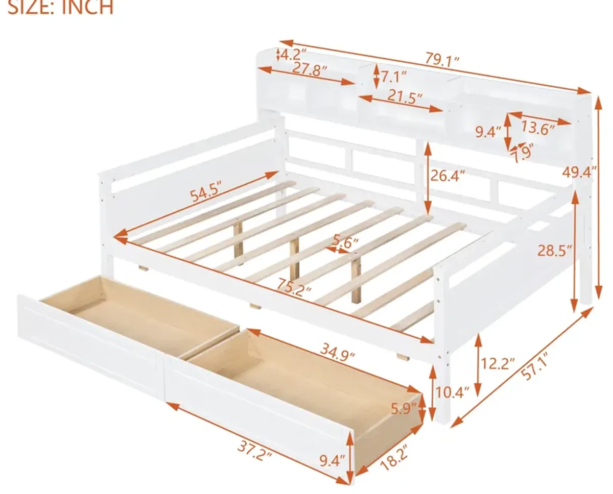 Merax Modern Daybed Bed with  Storage Shelves