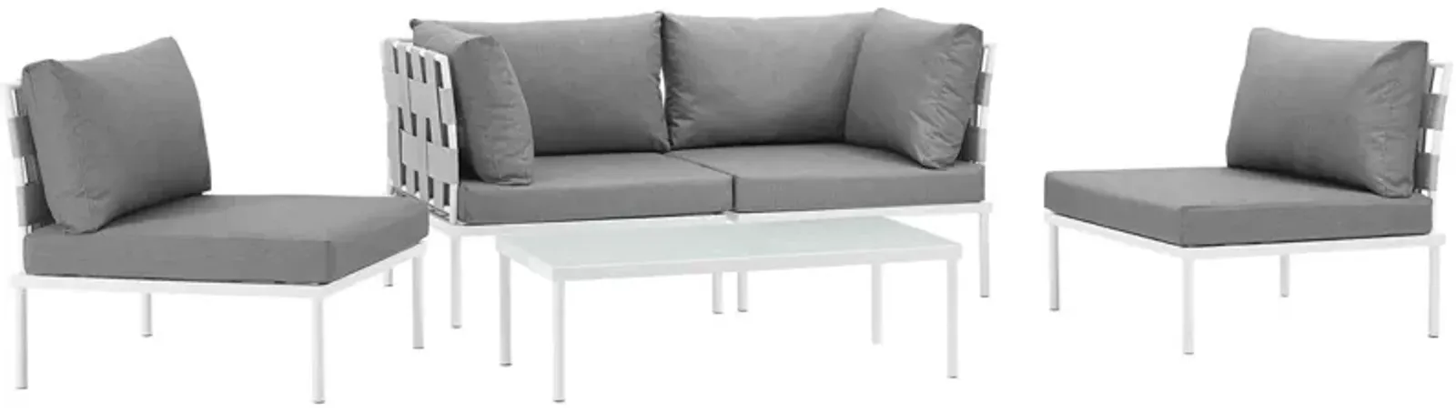 Harmony Outdoor Patio Sectional Sofa Furniture Set - All-Weather Waterproof, Durable Cushions, Tempered Glass Top Tables. Ideal for Porch, Patio, Balcony, or Garden.