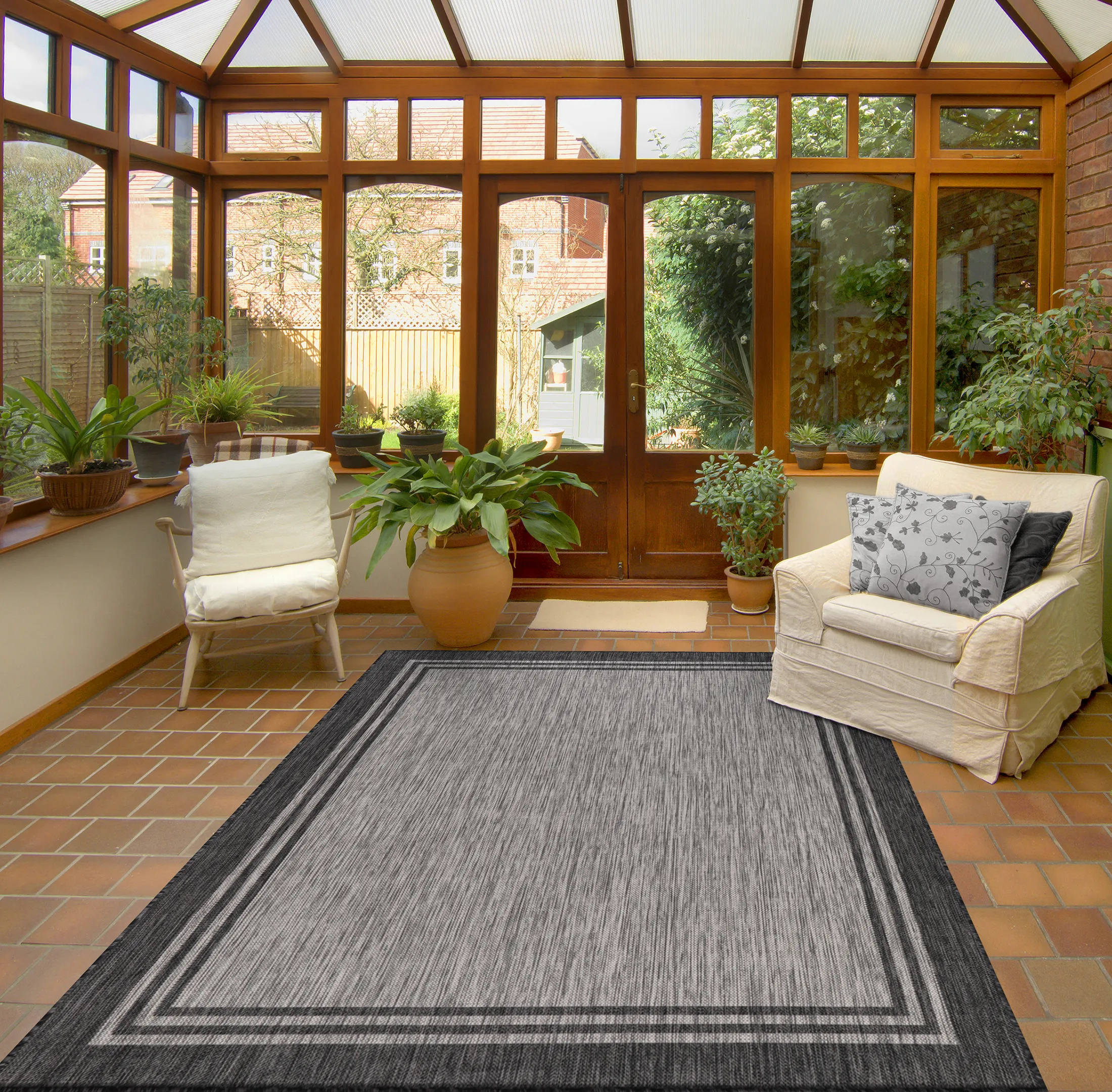 Aloha Washable Gold Black Indoor/Outdoor Area Rug