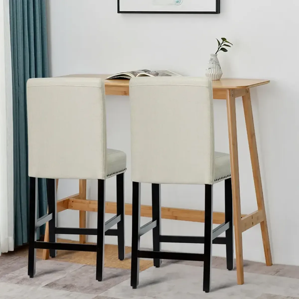 25 Inch Kitchen Chairs with Rubber Wood Legs