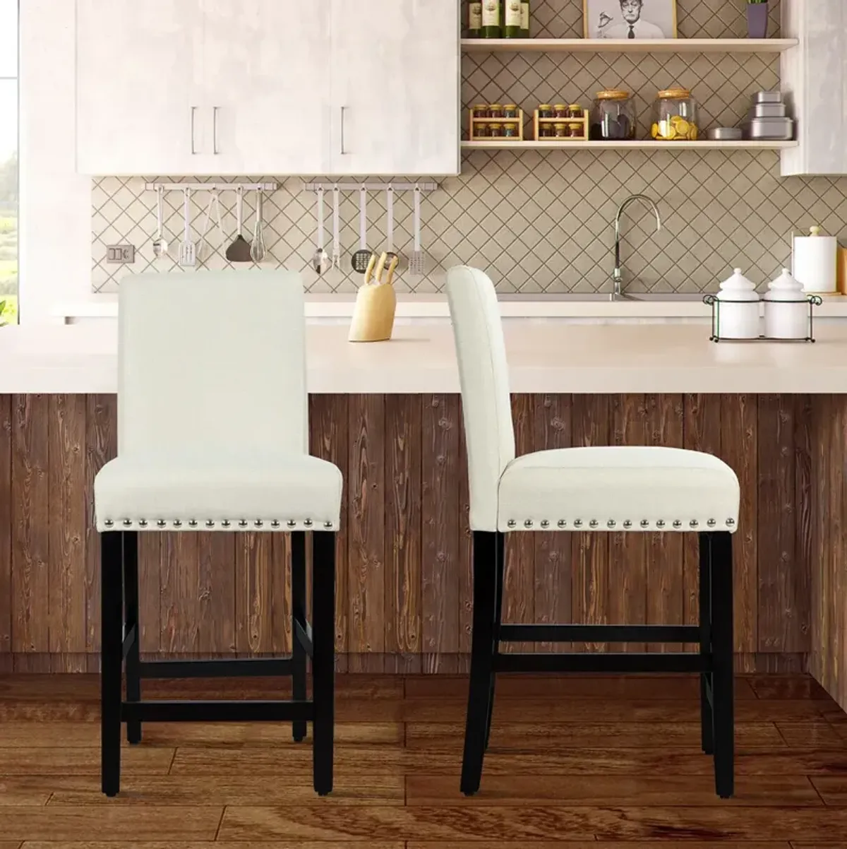 25 Inch Kitchen Chairs with Rubber Wood Legs