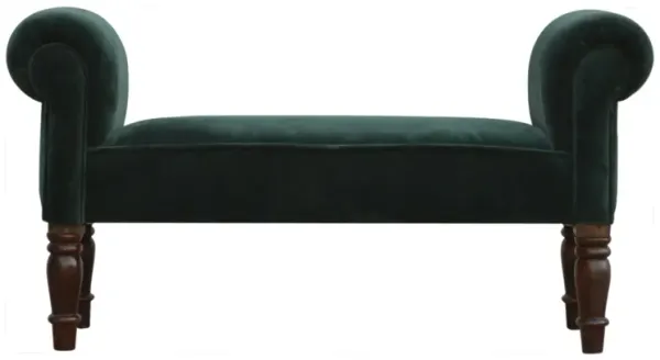 Solid Wood Upholestry Emerald Velvet Bench