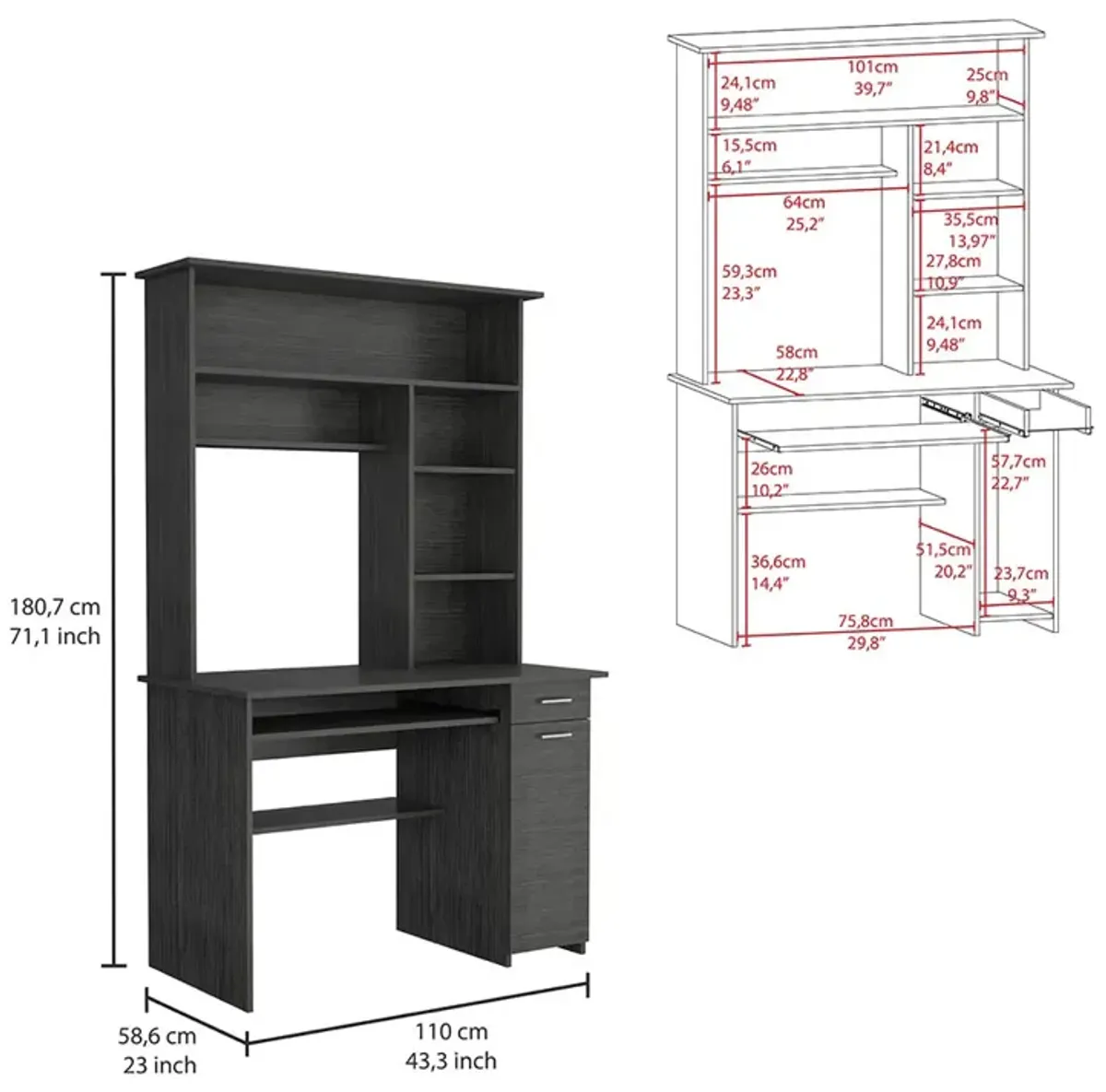 Computer Desk Acequia, Office, Smoky Oak