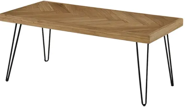 Modern Coffee Table with Chevron Pattern and Metal Hairpin Legs