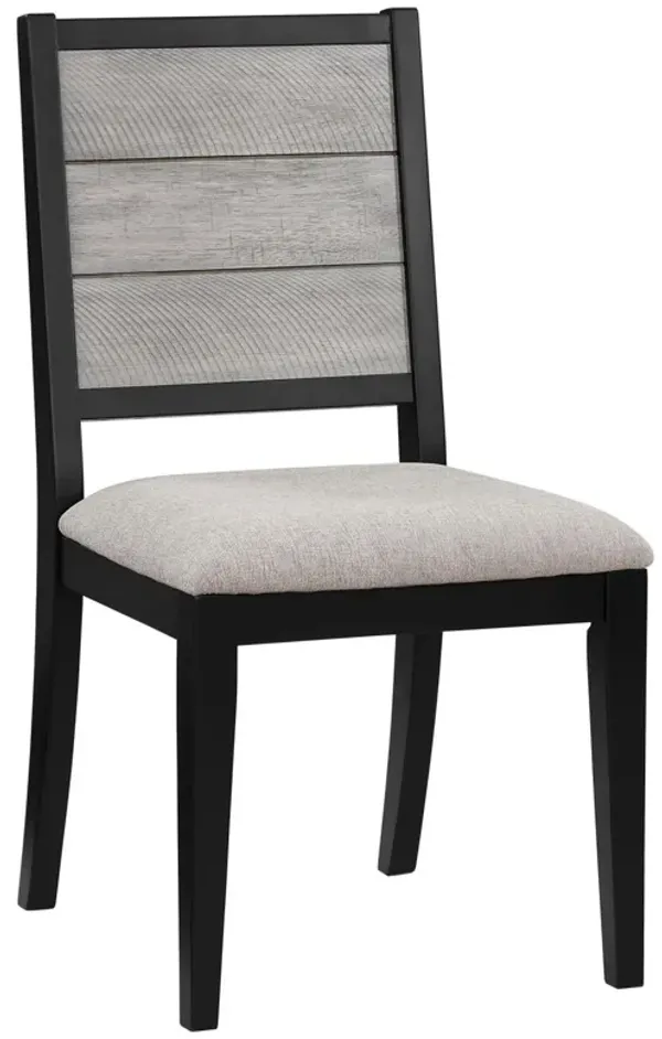 Elina 23 Inch Dining Chair, Set of 2, Plank Style Back, Gray Polyester - Benzara