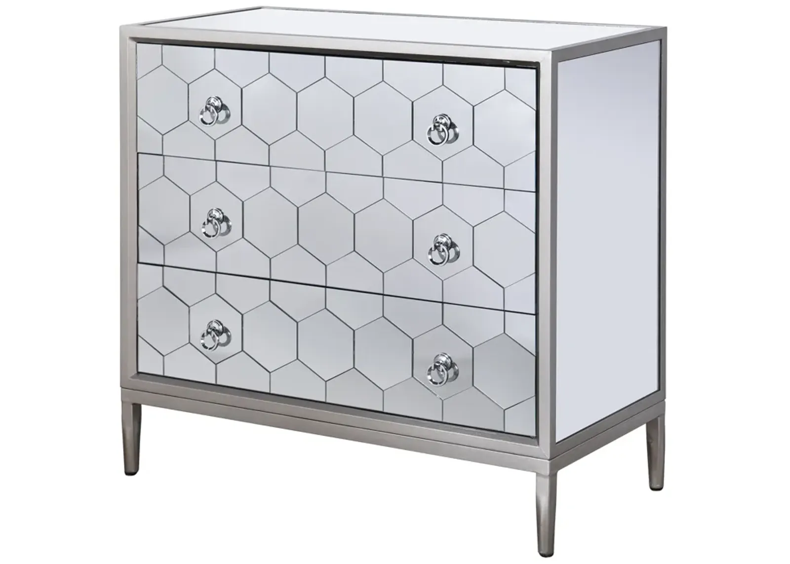 Honeycomb 3 Drawer Chest in Clear Mirror