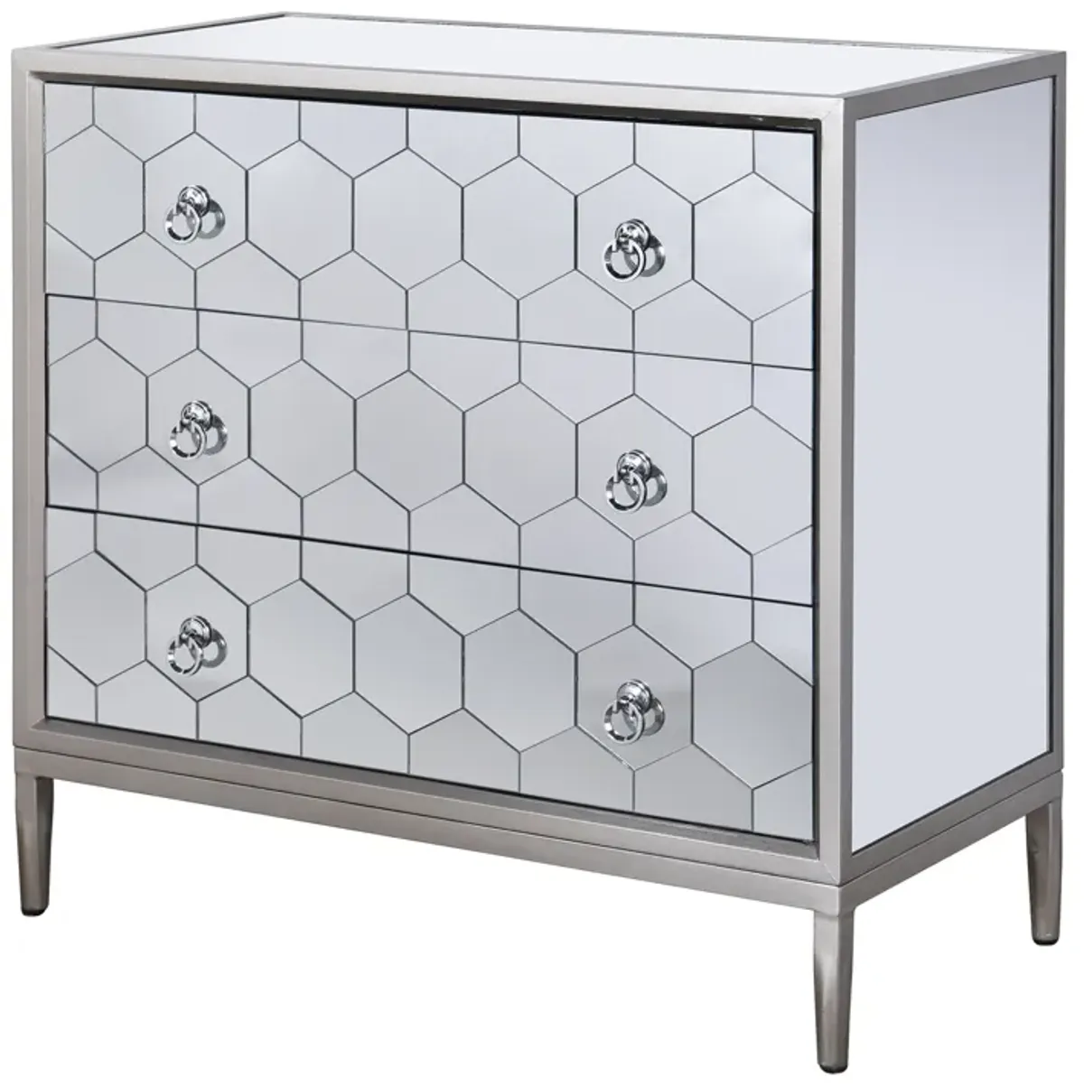 Honeycomb 3 Drawer Chest in Clear Mirror