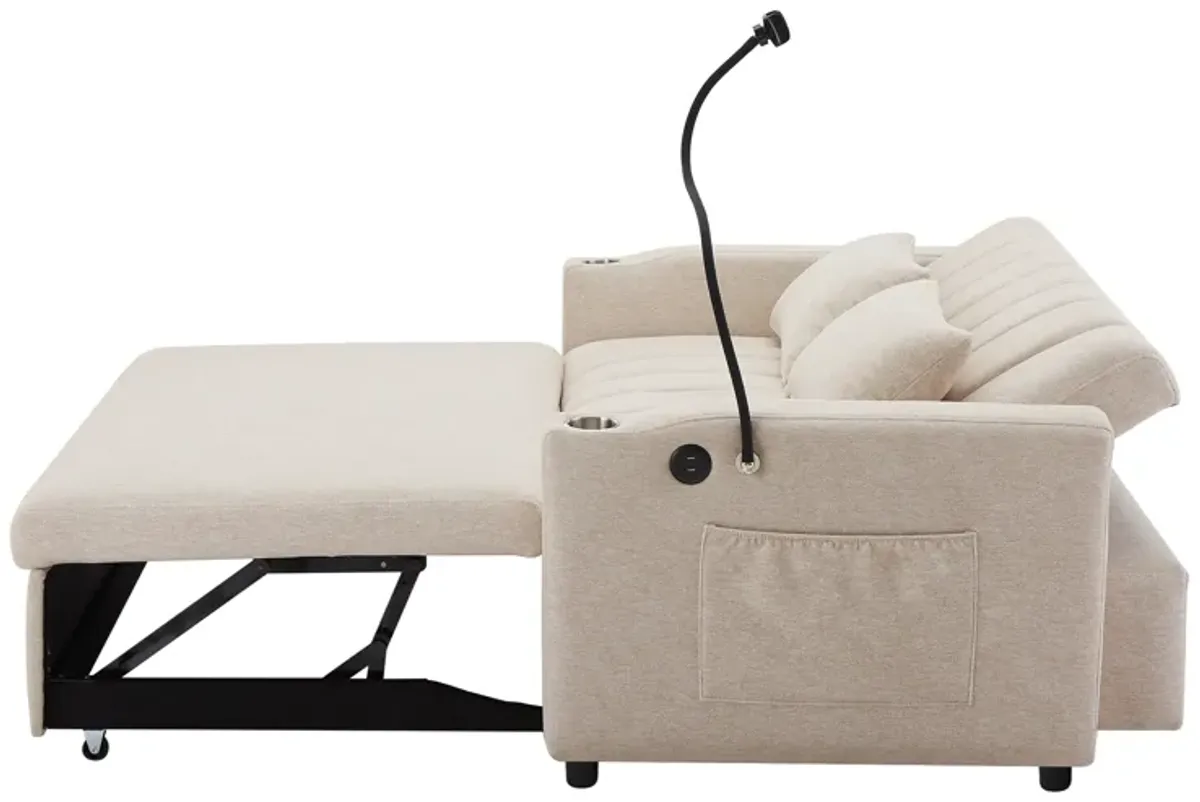 Merax Convertible Sofa Bed Loveseat with 3 USB Ports