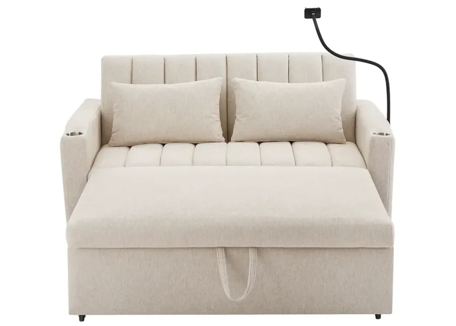 Merax Convertible Sofa Bed Loveseat with 3 USB Ports