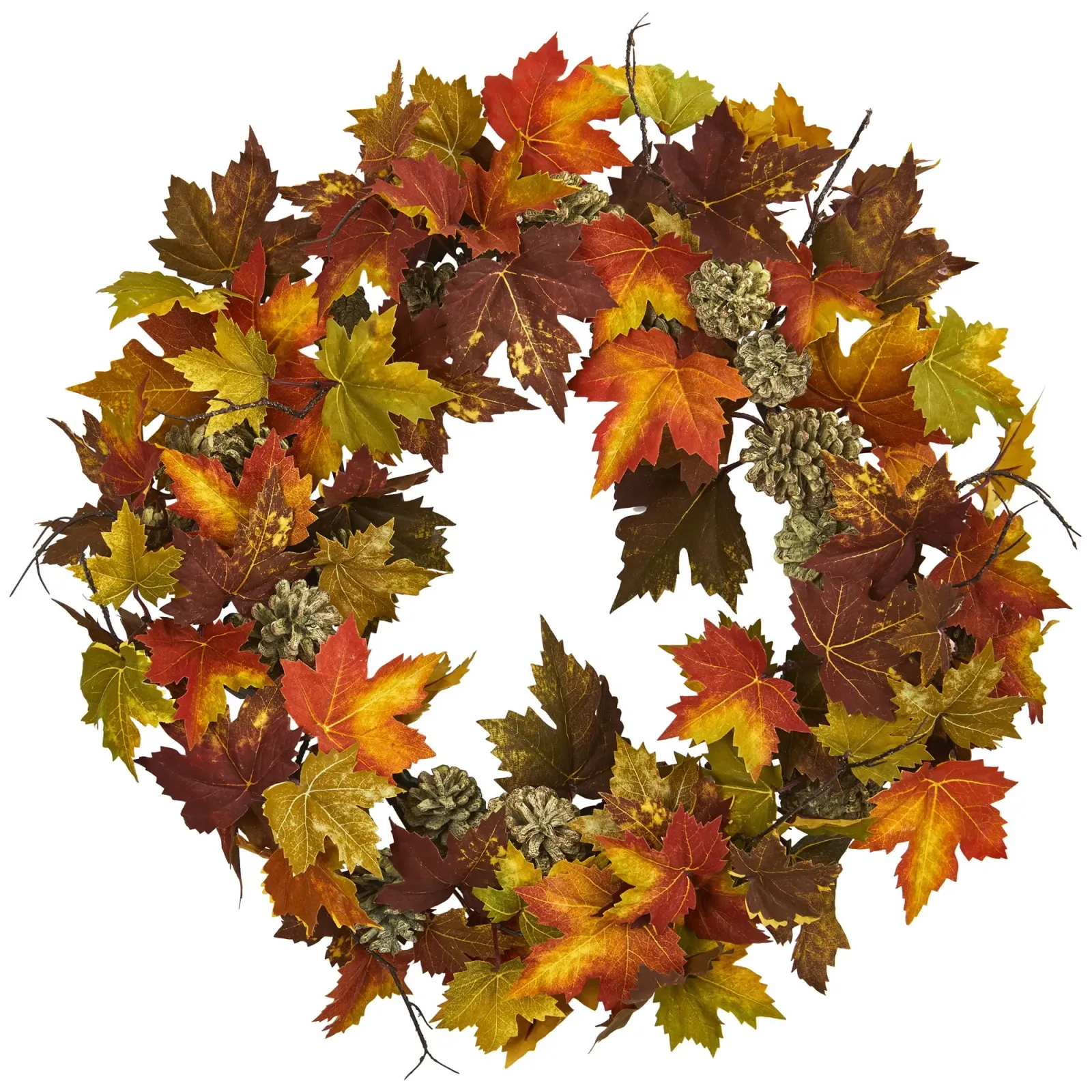 Hivvago 24" Maple Pine Cone Wreath