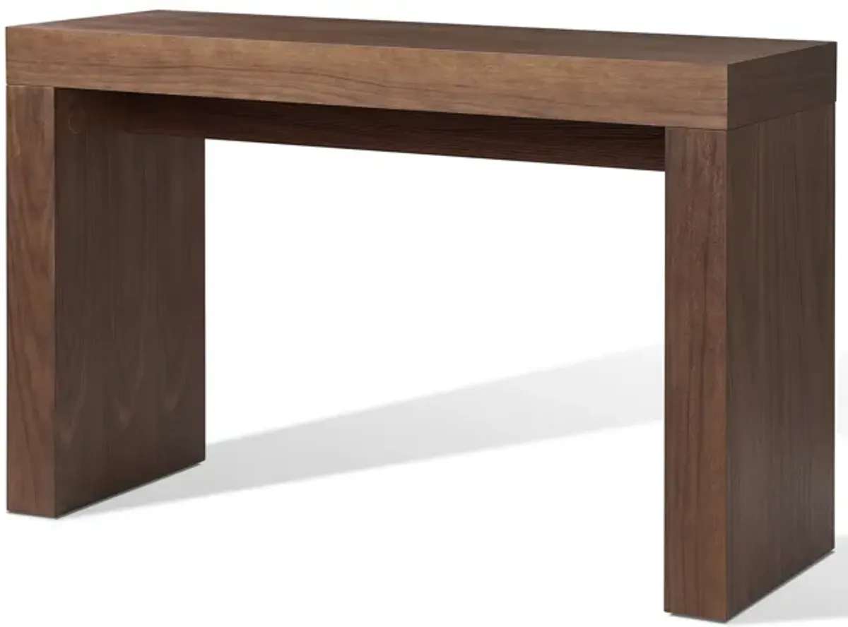 Libi 47 Inch Console Table, Minimalist Rectangular Top, Lacquered Brown - Benzara