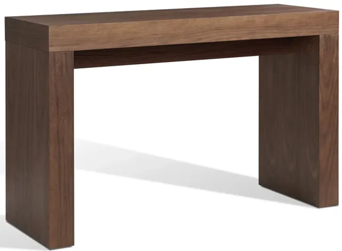 Libi 47 Inch Console Table, Minimalist Rectangular Top, Lacquered Brown - Benzara