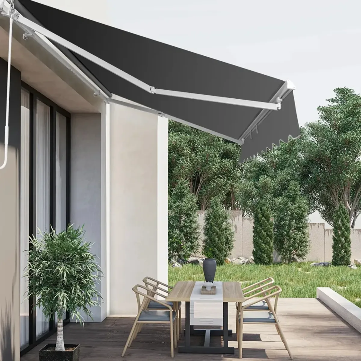 Retractable Awning with Aluminum Alloy Bracket and Polyester Cloth for Patio