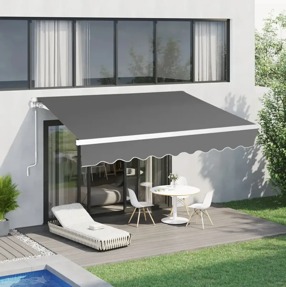 Retractable Awning with Aluminum Alloy Bracket and Polyester Cloth for Patio