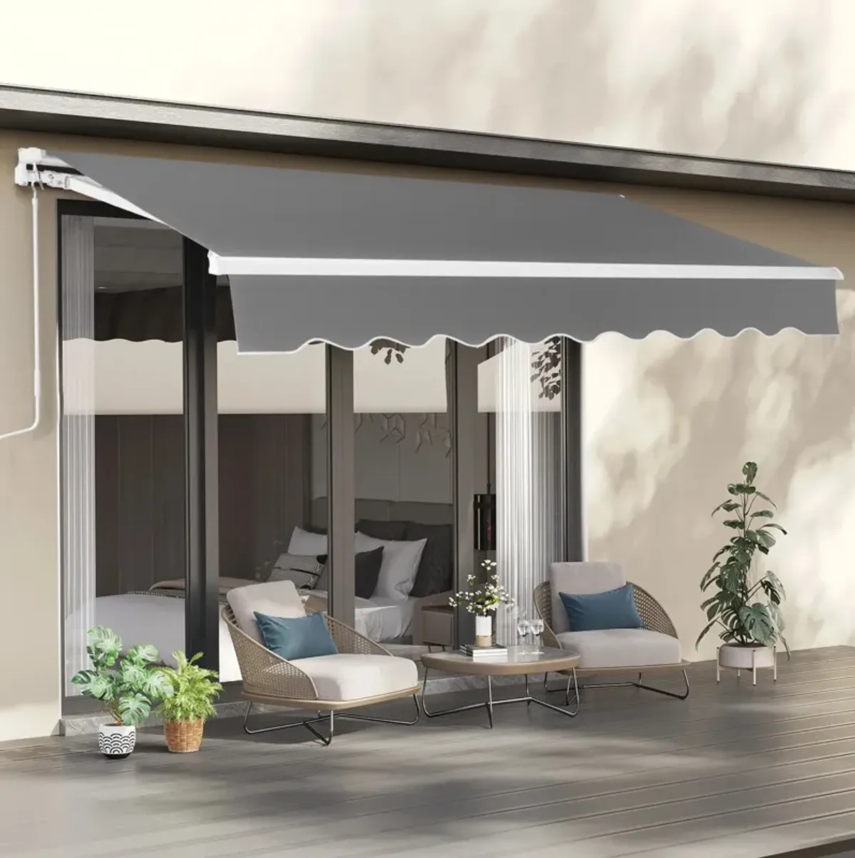Retractable Awning with Aluminum Alloy Bracket and Polyester Cloth for Patio