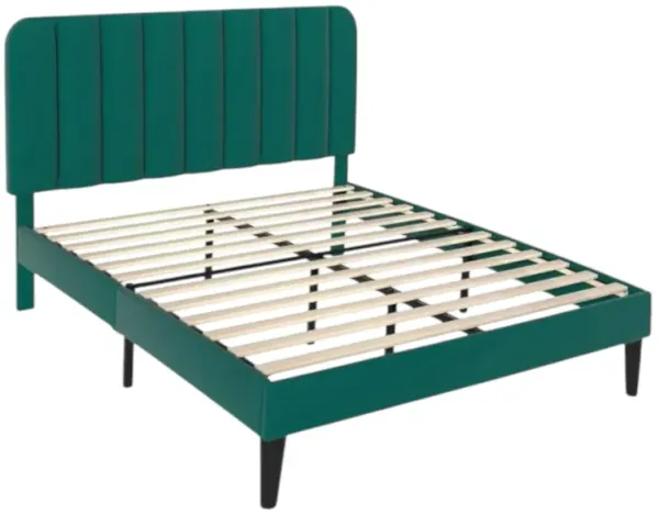 Hivvago Queen size Upholstered Platform Bed Frame with Headboard