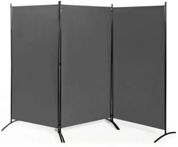 Industrial 3-Panel Folding Room Divider – Sturdy Privacy Screen with Metal Base