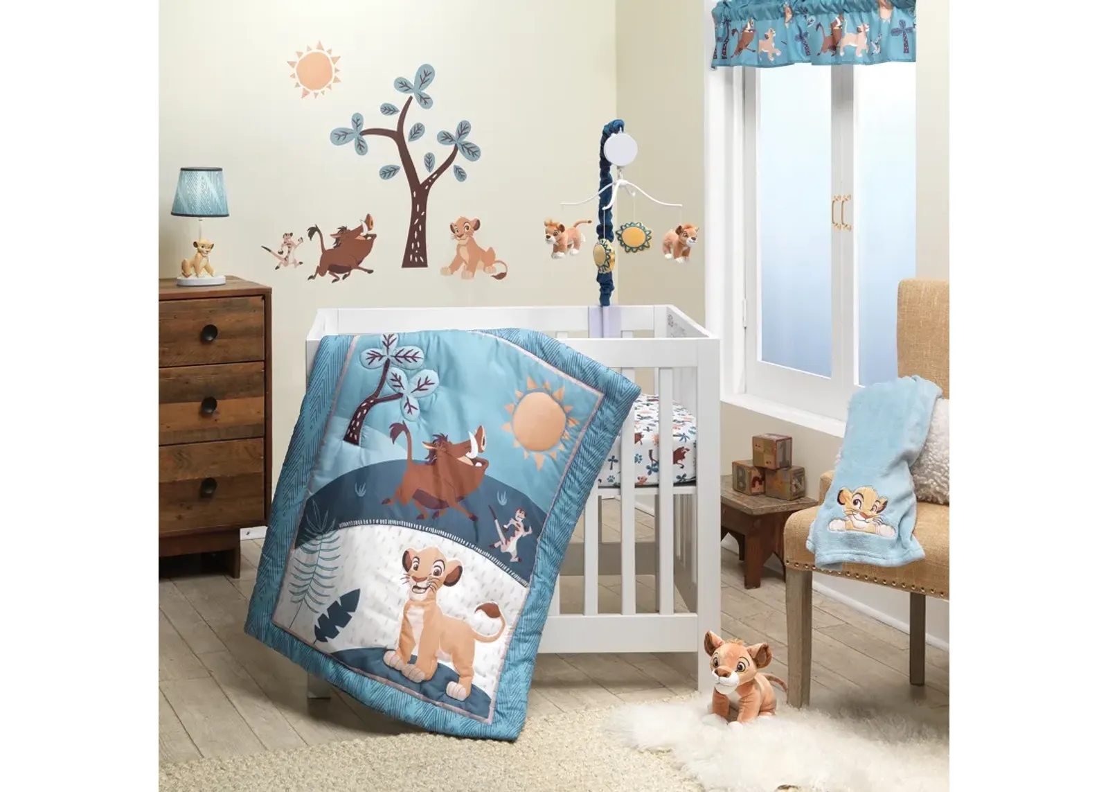 Lambs & Ivy Disney Baby Lion King Adventure Blue 3-Piece Mini Crib Bedding Set