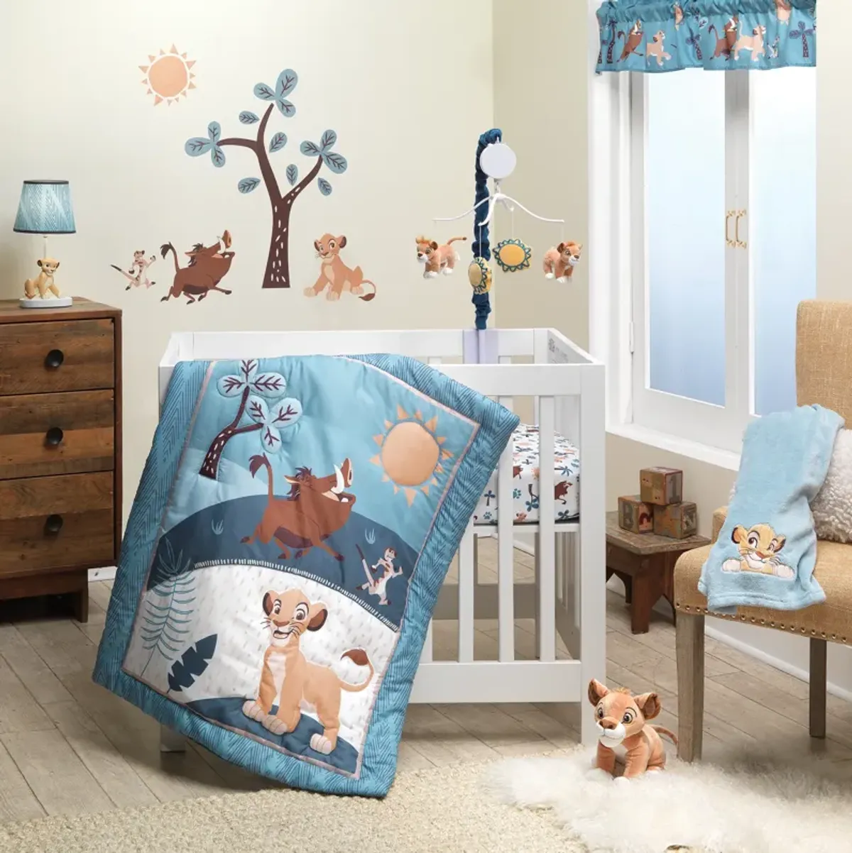 Lambs & Ivy Disney Baby Lion King Adventure Blue 3-Piece Mini Crib Bedding Set