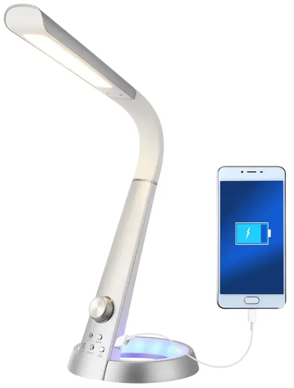 Milton Aluminum Contemporary Minimalist Adjustable Head Dimmable USB Charging LED Task Lamp