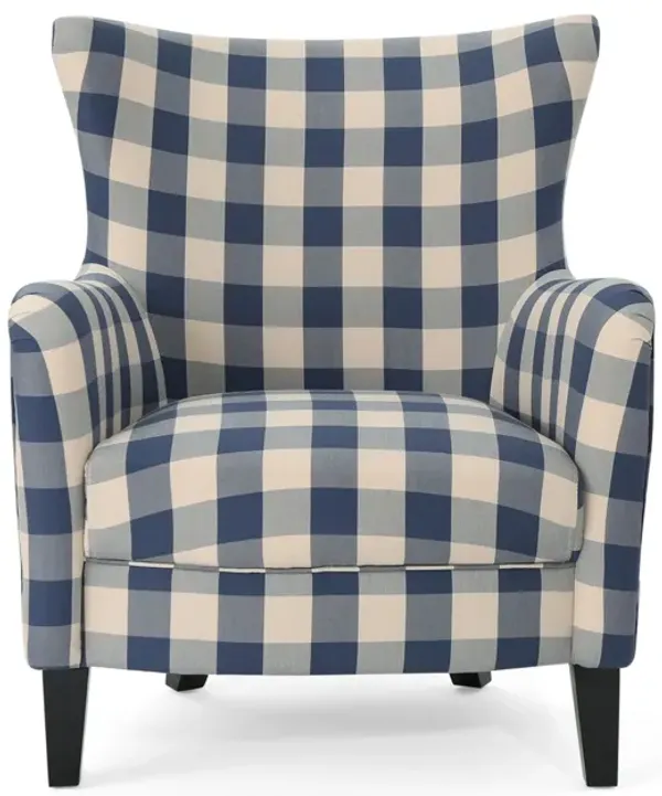 Streamdale Classic Blue & White Checkered Armchair Comfort, Style, & Charm