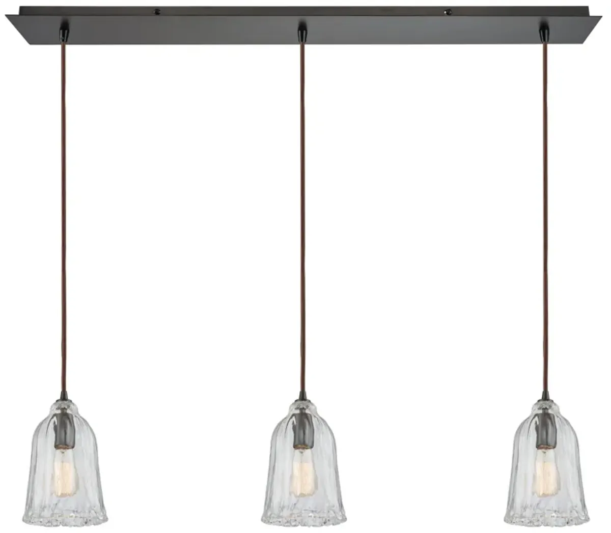 Hand Formed Glass 3-Light Linear Pendant