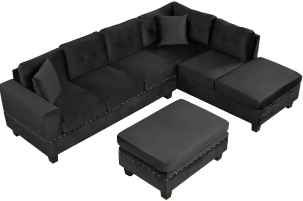 Merax Modern Sectional Sofa with Storage Ottoman