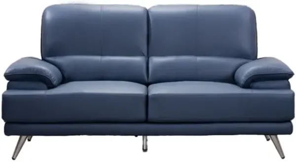 EK523 MODERN NAVY BLUE  TOP GRAIN LEATHER  WITH LEATHER MATCH LOVESEAT