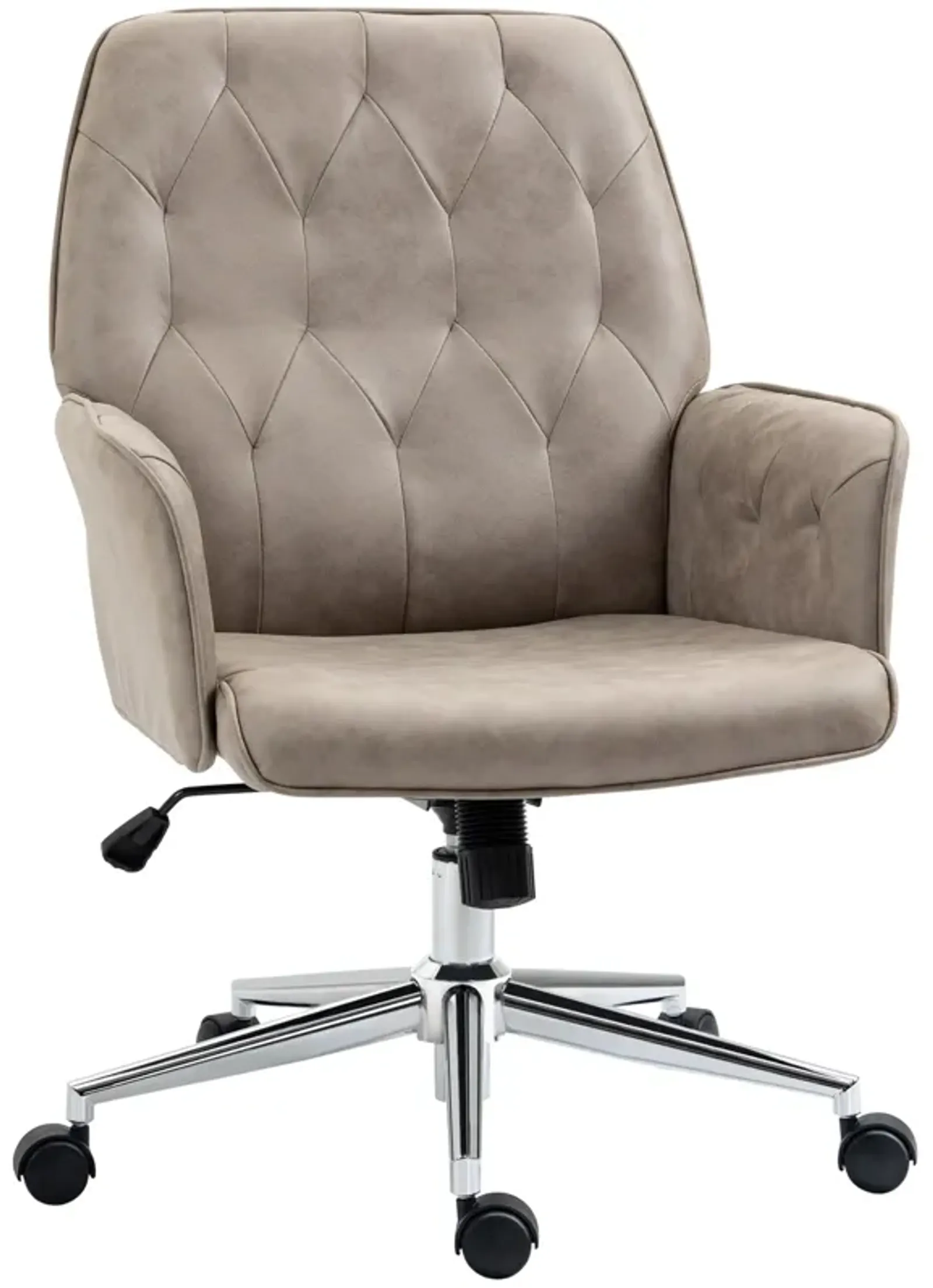 Light Grey Task Seater: Swivel Mid-Back Tufted Linen Desk Chair