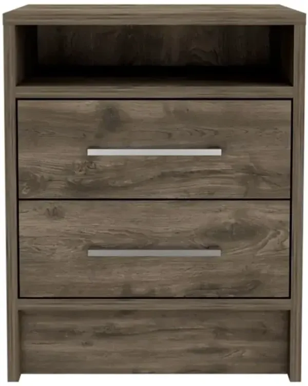 Rowley 2-Drawer 1-Shelf Rectangle Nightstand Dark Brown