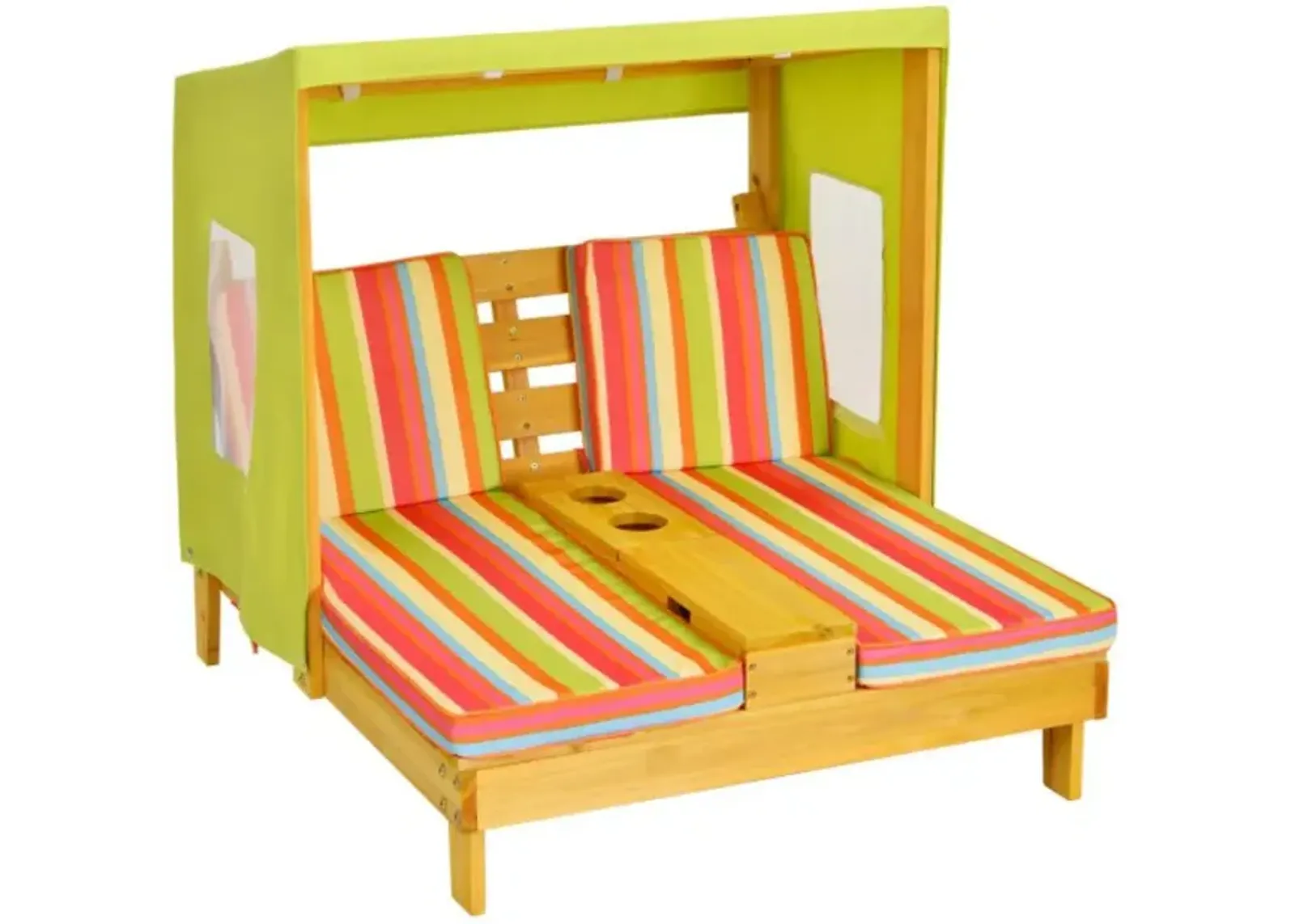 Hivvago Kids Patio Lounge Chair with Cup Holders and Awning