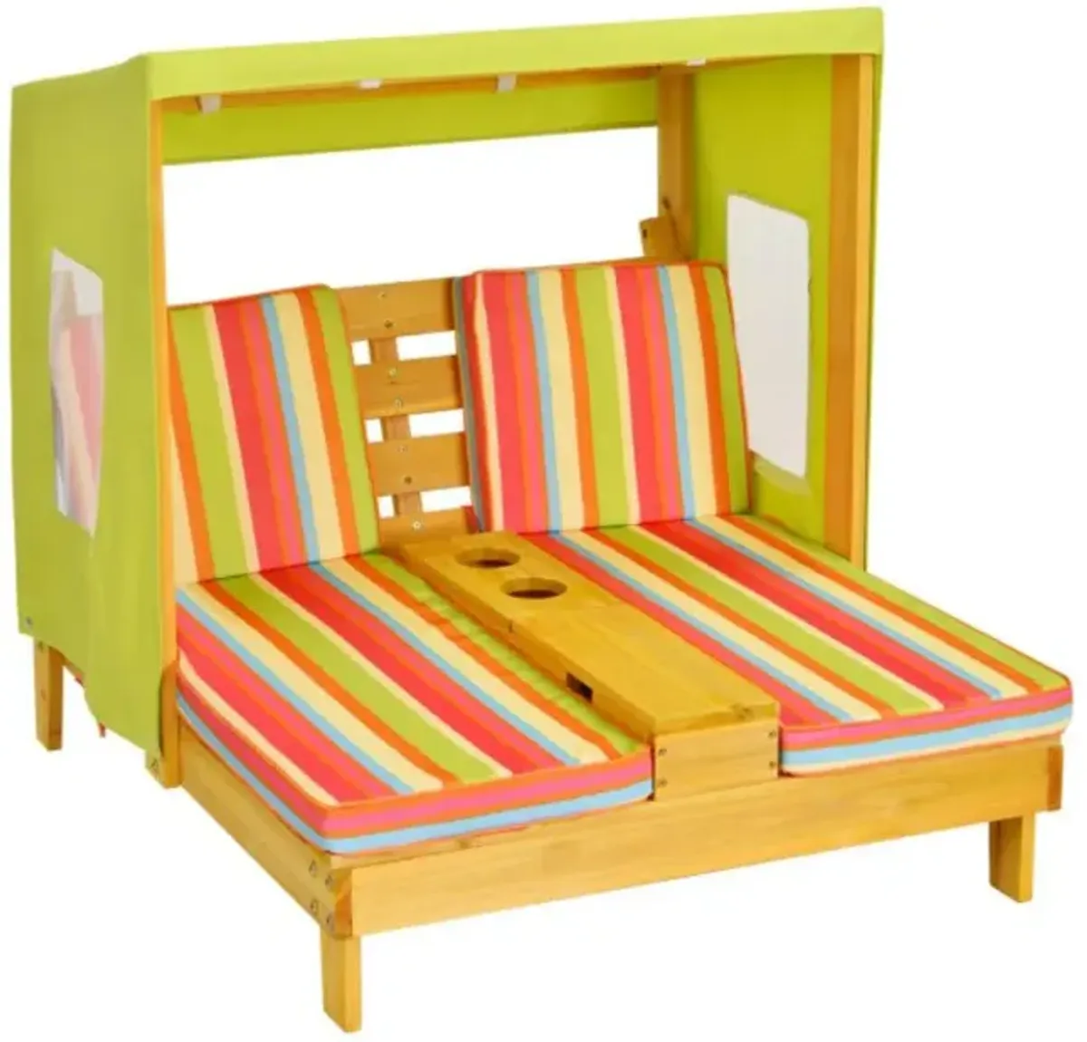 Hivvago Kids Patio Lounge Chair with Cup Holders and Awning