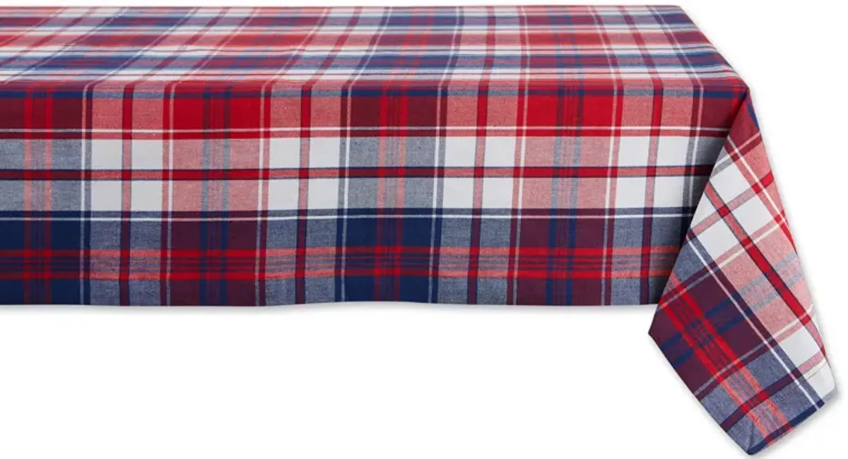 60" x 84" Red and Blue American Plaid Table Cloth