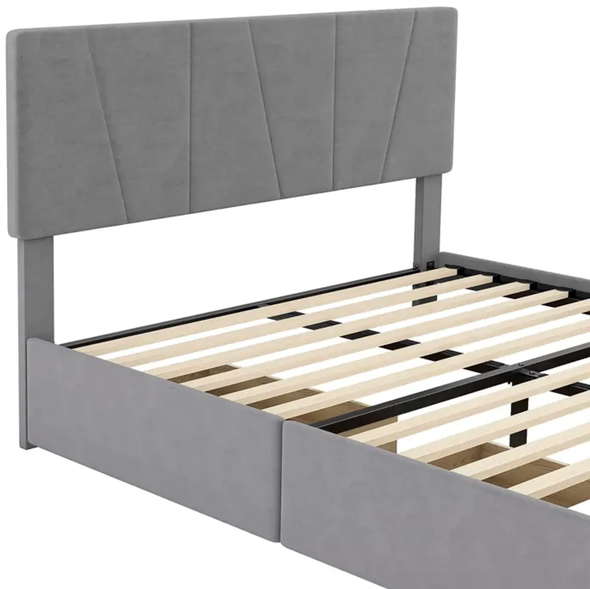 Merax Upholstery Platform Bed with Four Storage Drawers