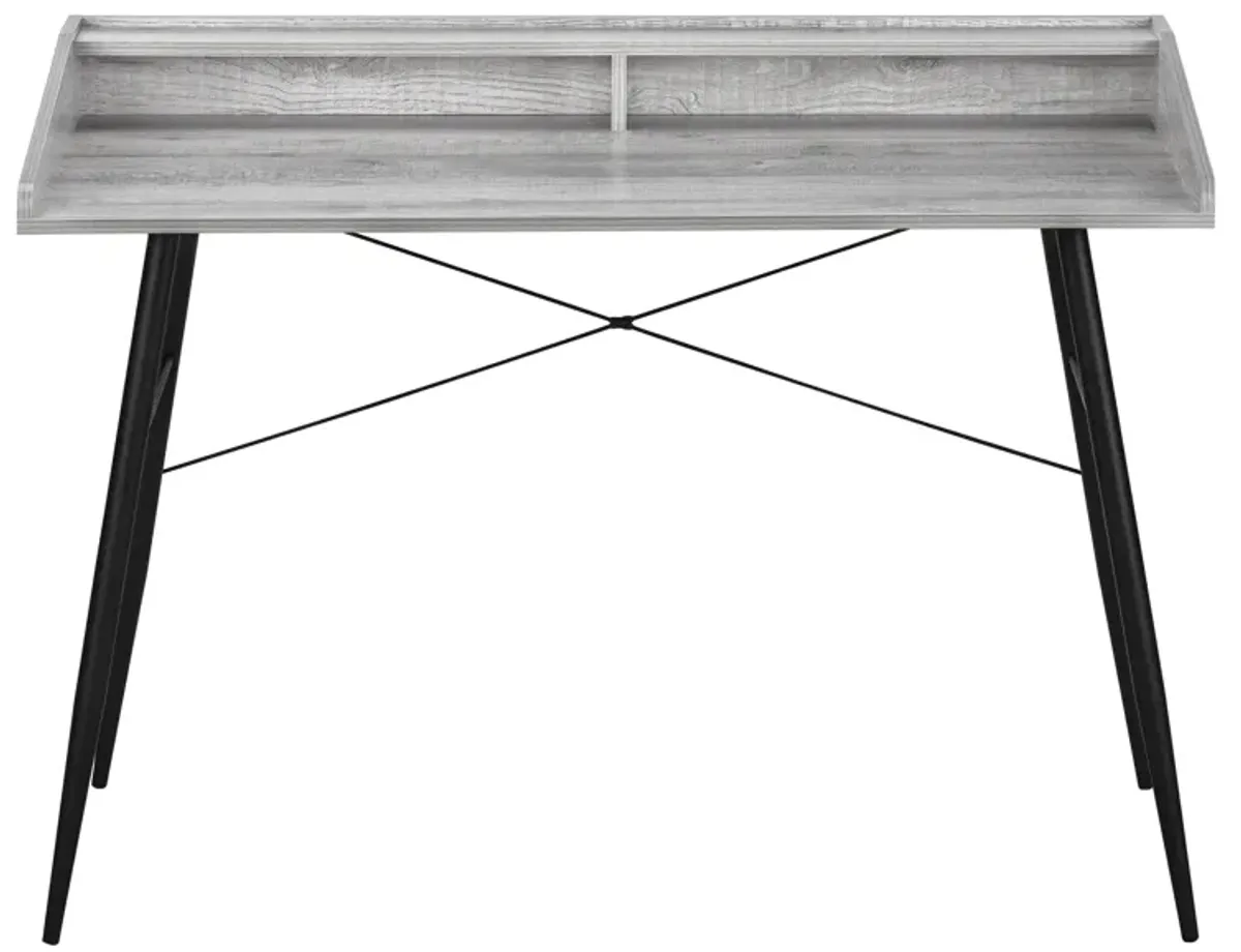 Monarch Specialties I 7541 Computer Desk, Home Office, Laptop, Storage Shelves, 48"L, Work, Metal, Laminate, Grey, Black, Contemporary, Modern