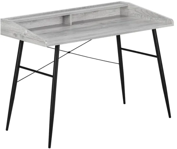 Monarch Specialties I 7541 Computer Desk, Home Office, Laptop, Storage Shelves, 48"L, Work, Metal, Laminate, Grey, Black, Contemporary, Modern