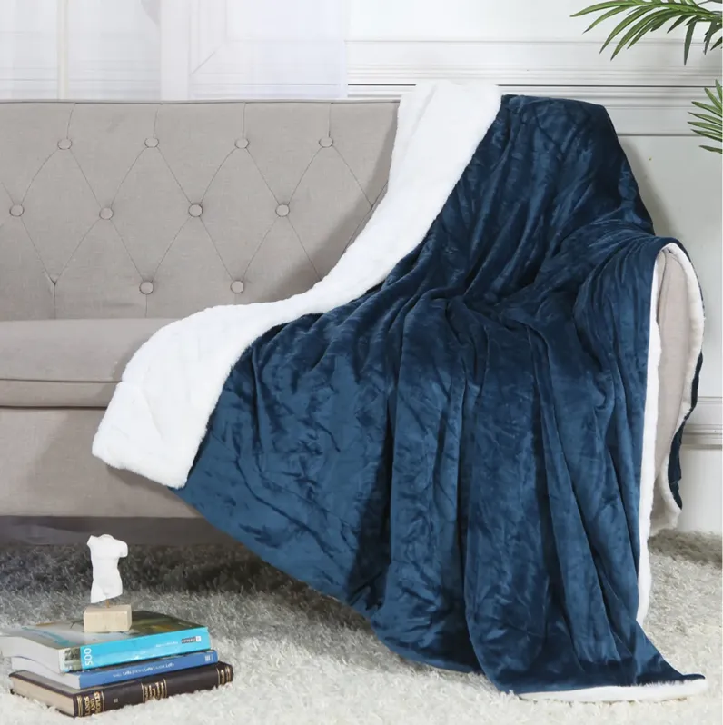 Legacy Decor Luxurious Soft Velour Fleece Throw with Super Ultra Soft Faux Fur on Backside Blanket 49”x 73” White Color