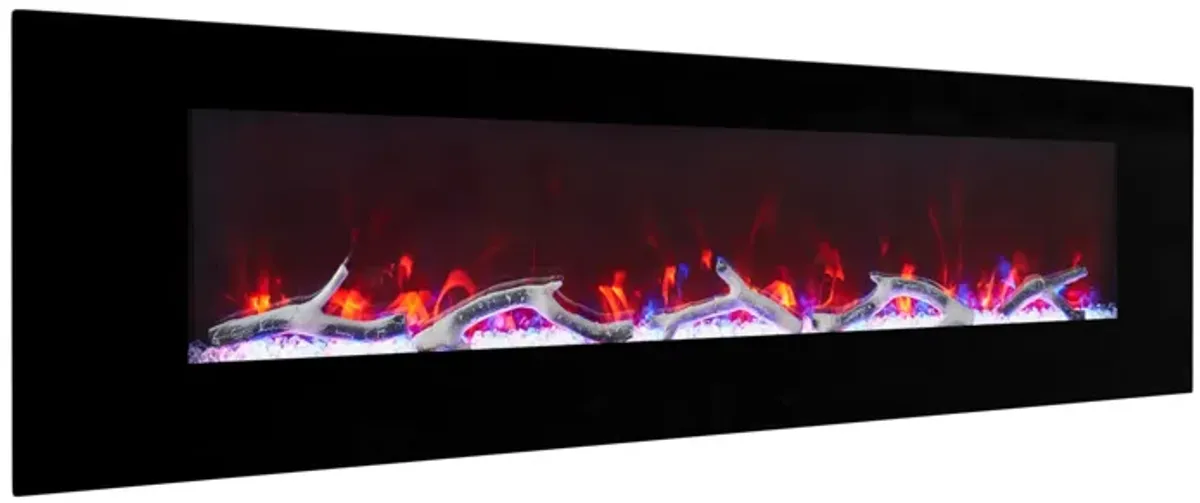 MONDAWE 72" Wall-Mounted Electric Fireplace 5120 BTU Heater with Bluetooth Speaker & Remote Control Adjustable Flame Color & Temperature Setting