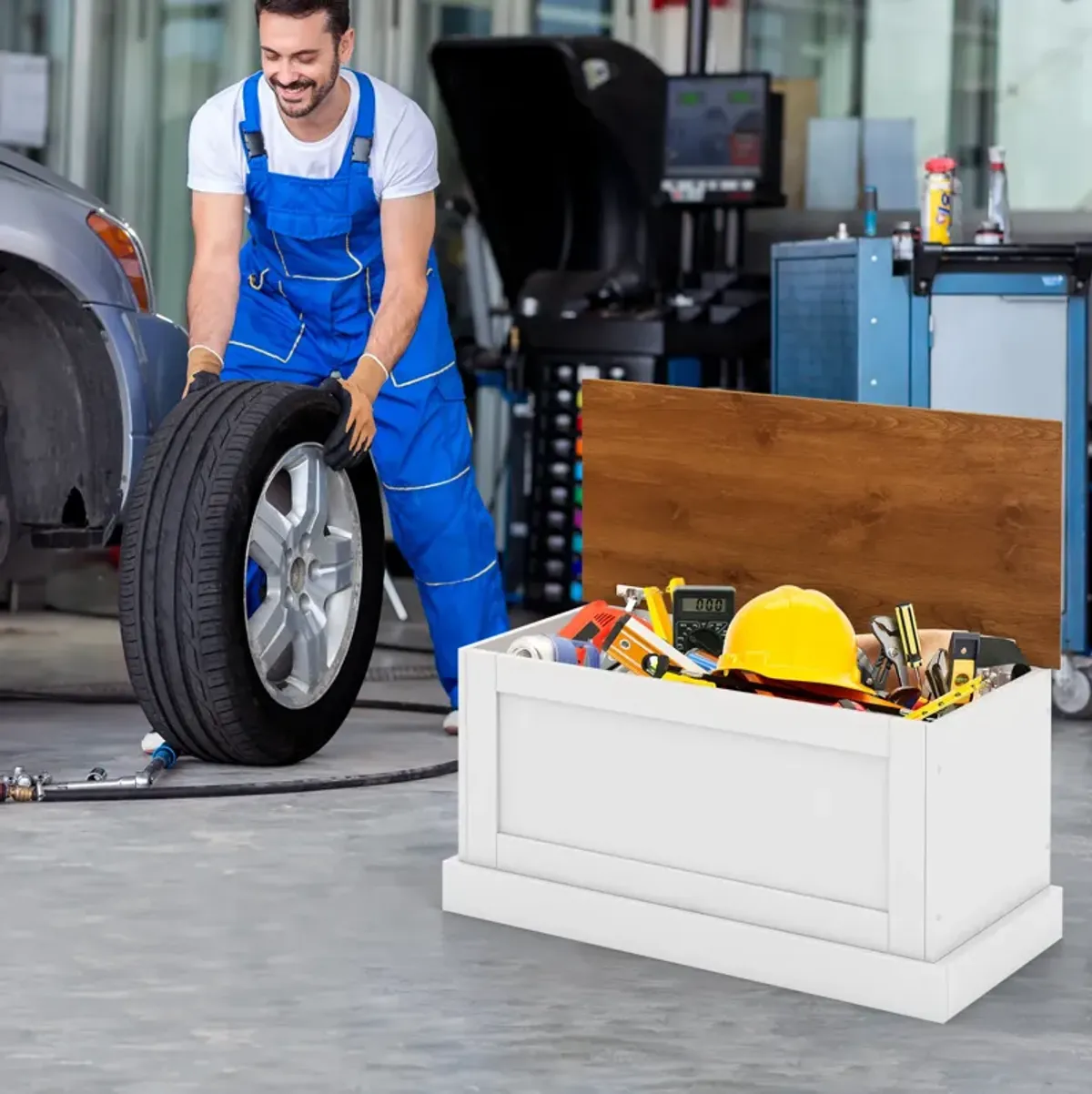 Large Storage Chest with Safety Metal Hinge-White