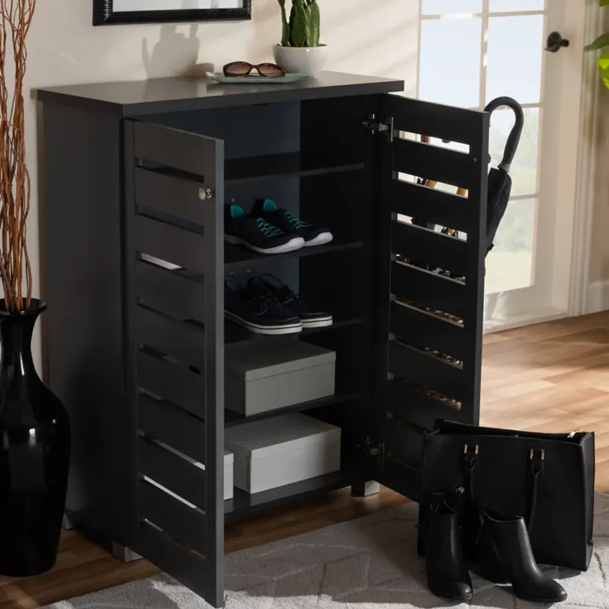 Baxton Studio Adalwin Modern Dark Gray 2 Door Wooden Entryway Shoe Storage Cabinet