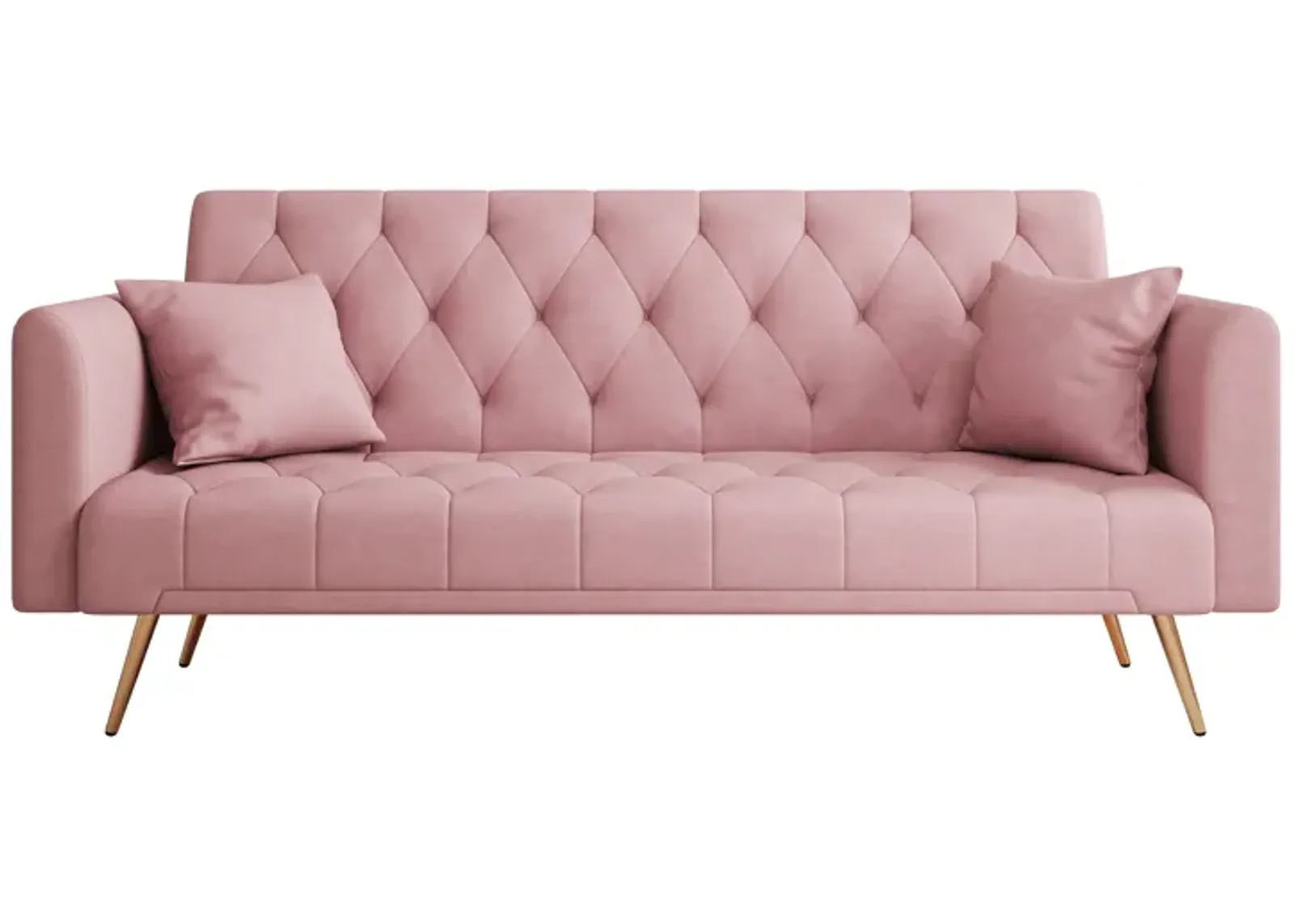 Merax Velvet Fabric Convertible Loveseat Sofa