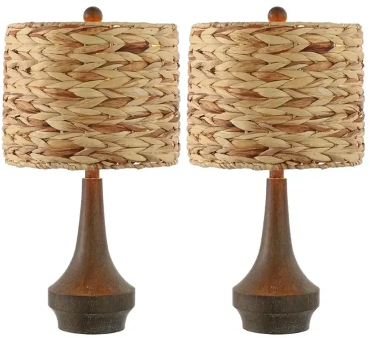 Theodore Rustic Farmhouse Handwoven Rattan/Resin LED Table Lamp