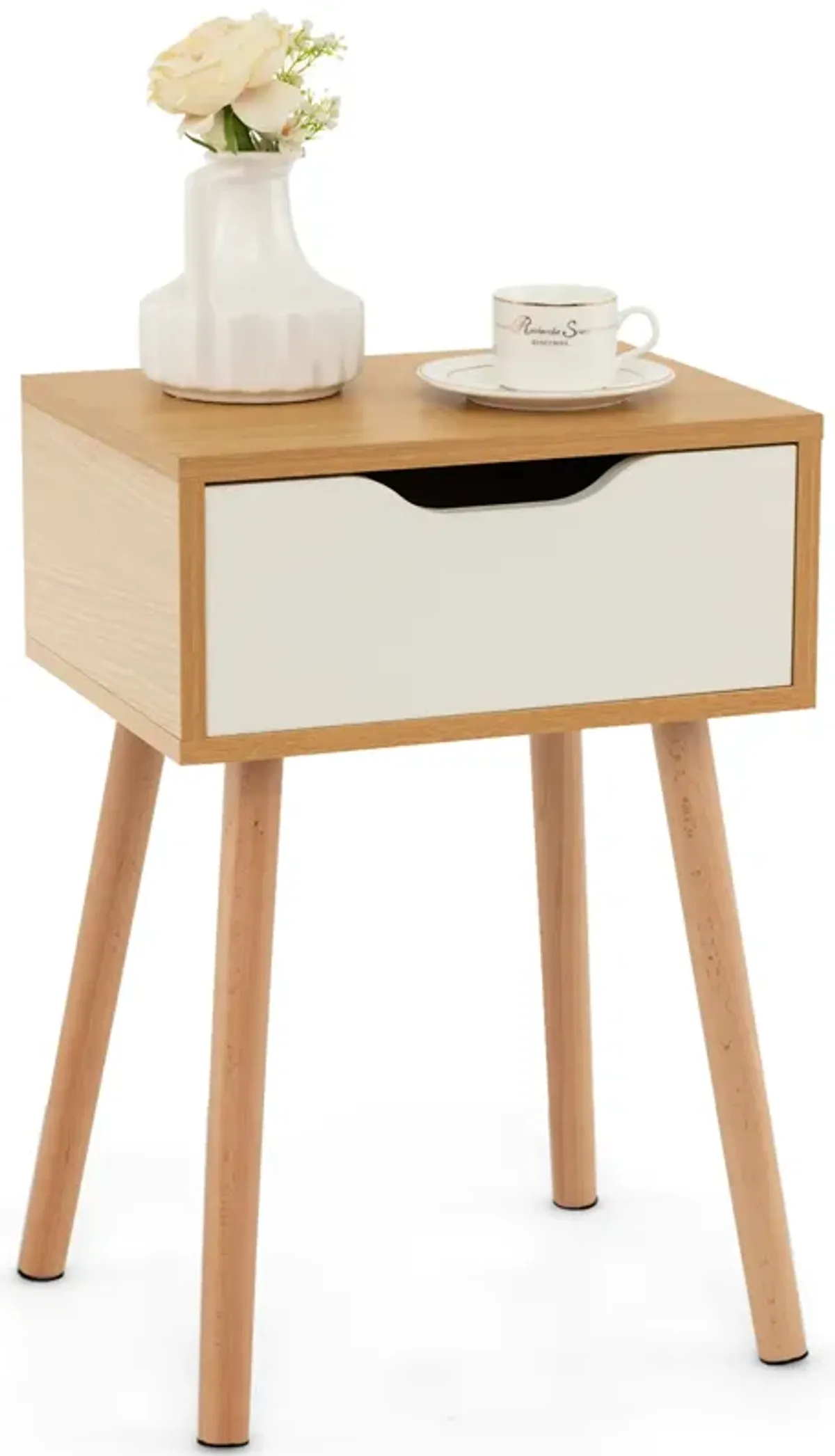 Modern Nightstand with Storage Drawer for Bedroom Living Room-1 Piece